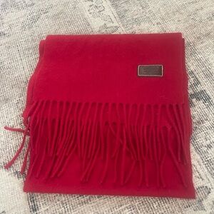 Coach Women's Scarf Cashmere & Wool Blend Fringe Winter Scarf Burgundy 66x10"